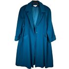 Vintage Chaus 100% Wool Full Length Blue Trench Coat Size 24 Union Made In USA