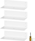 White Acrylic Floating Shelves 4 Pack, 9.4'' Wall Mounted Shelves for Bedroom, B