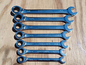Vintage Craftsman 7pc SAE Reversible Ratcheting Wrench Set 42406 USA 3/8-3/4 EUC