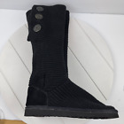 UGG Australia Boots 9 Classic Cardy Knitted Sweater Tall 5819 Black Brown Button