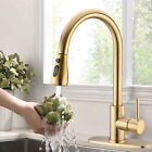 Brushed Gold Kitchen Sink Faucet Pull Down Sprayer Swivel Single Handle Mixer