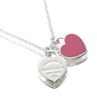 Tiffany & Co. Necklace Return to Tiffany Double Heart Tag Pendant Pink Silver
