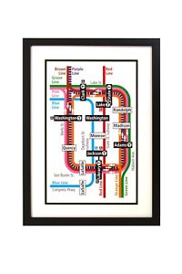 Framed Chicago Art - Chicago Transit (CTA Map - Loop)