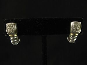 Samuel Behnam BJC Sterling Silver 925 Shrimp Pave Diamond Earrings w 18K Accent