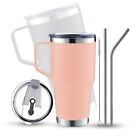 30 Oz Tumbler with Handle, Lid and Straw - Double Wall Vacuum Insulated Stain...