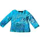 Vintage Michael Simon New York Rhinestone Blue Waves Sweater SZ S
