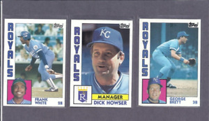 MLB Lot of 3- 1984 Topps Kansas City Royals- Brett, White, Howser