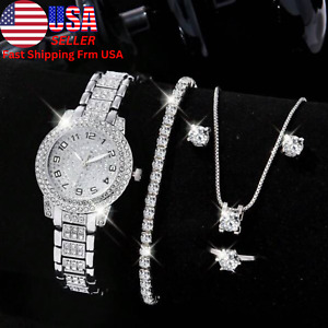 6 Pcs/Set Women's Quartz Watch With Necklace/ Ring/ Bracelet and Earrings USA
