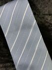 Kenneth Cole New York 100% Silk  Handmade Tie - Light Blue Diagonal Stripes