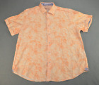 Robert Graham Classic Fit Button-Up Shirt Men Size 2XL Linen Blend Orange Floral