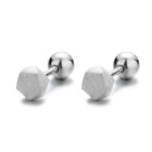 Women Sterling silver 925 Hexagonal Block Ball Screw Back Stud Earrings 5mm PE21