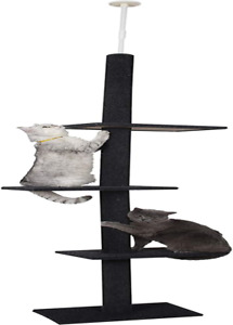 Floor to Ceiling Cat Tree Tower with 4-Tiers for Climbing, Adjustable to Fit 7.5