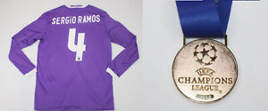real madrid jersey 2016 2017 shirt long sleeve sergio ramos UCL FINAL + medal