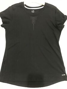 Women's Champion black T-Shirt Duo Dry stretch Running Breathable M sexy top