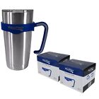 RecPro 20Oz Stainless Steel Tumbler Handle Blue And Gray 2 Pack