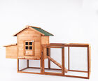 80'' Wooden Chicken Coop Pet Hutch House W/ Run Ramp Nest Box Cage Outdoor Large