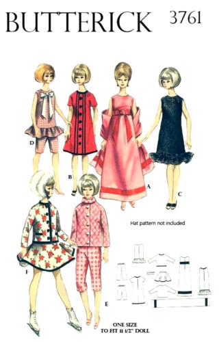 Vintage 1960s Barbie Clothes Pattern Reproduction Butterick 3761 Uncut