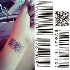 Water Transfer Barcode Waterproof Temporary Tattoo Sticker Body Art `jm