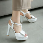 Women Platform Gladiator Sandals Bow PU Open Toe Stiletto High Heel Pumps Shoes