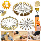 45PCS Brass Wire Wheel Cup Pen Brush Mix Set For Dremel Rotary Tool Die Grinder
