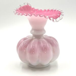 Vintage Fenton Pink/White Silvercrest Melon Jack-in-the-pulpit Vase