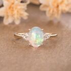 14k Rose Gold Plated Ring Round Cut White Fire Opal Women Jewelry Gifts Sz 6-10