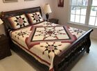 Feathered Star Patchwork Queen Bed Quilt. Patchwork Quilt