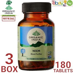 Organic India Neem Exp.2025 USA OFFICIAL 3 BOX 180 Capsules Care Immunity Skin