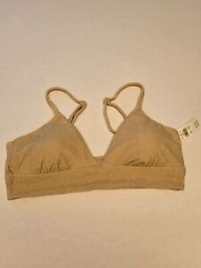 NW American Eagle Aerie Gold Sparkle Triangle Bikini Bathing Suit Top Adjustable