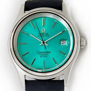Omega Seamaster  38mm Cosmic 2000 Sunburst Turquoise Dial Vintage Watch