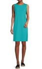 Eileen Fisher Crewneck Knee Length Dress Sz L Turquoise Sleeveless $168 NWT