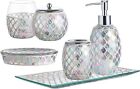 Decorative Mosaic Glass Bathroom Accessories Set