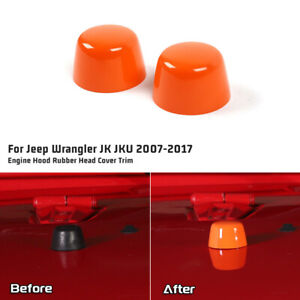 Orange Engine Hood Rubber Head Cap Trim Cover For Jeep Wrangler JK 2007-17 Parts (For: Jeep)