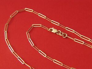 Solid 10K Yellow Gold Paperclip Chain Necklace 2mm  real gold with lobster clasp