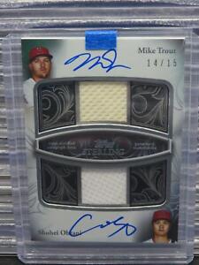 New Listing2024 Topps Sterling Mike Trout Shohei Ohtani Dual Game Used Jersey Auto #14/15