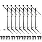 8 Pack Dual Microphone Stand Boom Arm Holder & 2 Mic Clip Stage Studio Tripod