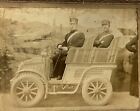 New ListingCabinet Card Photo MILITARY BAND PLAYERS Smoking Cigarettes Posing In Early Car