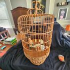 Antique Vintage Bamboo Hand Carved Bird Cage
