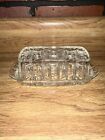 Vintage Star of David Anchor Hocking Prescut Glass Butter Dish With Lid