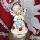 Vtg February Valentine Angel Girl Red Hearts On Dress 3D Bow Figurine Pac Japan