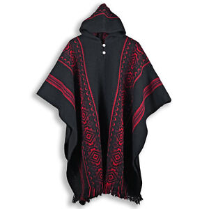 LLAMA WOOL MENS WOMANS UNISEX HOODED PONCHO PULLOVER SWEATER JACKET ALL SEASONS