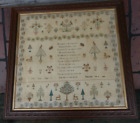 antique 19th century sampler Ann Lee age 11 1825 beautifully framed 20 by 20 in.