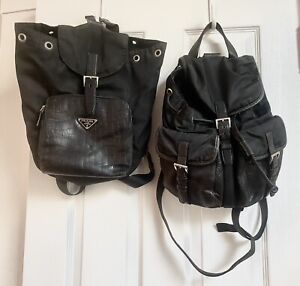 Lot of 2 Vintage mid- 90’s Authentic Prada Nylon Backpacks * in Poor Condition!*