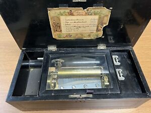 Late 19th Century Antique Swiss Cylinder  Inlaid Music Box 6 AIRS 6 Pcs