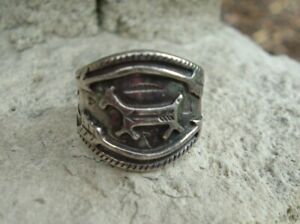 Rare Old Pawn VTG Fred Harvey Era Navajo Sterling 925 Horse Stamped Arrow Ring