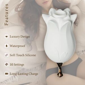 Rose Clit Sucking Vibrator Women Sex Toy Luxury Massager MiGe-White [Flash Sale]
