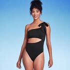 Women's One Shoulder Bow Cut Out One Piece Swimsuit - Shade & Shore