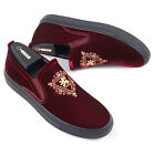 Zilli Burgundy Velvet Slip-On Sneakers with Crest Detail US 13 (Eu 46) Shoes