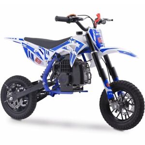 MotoTec 52cc 2 Stroke Villain Kids Gas Dirt Bike- Blue Speed 20mph-CA Available✅