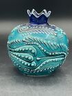Handmade VTG Ceramic Pomegranate Shape Vase Blue